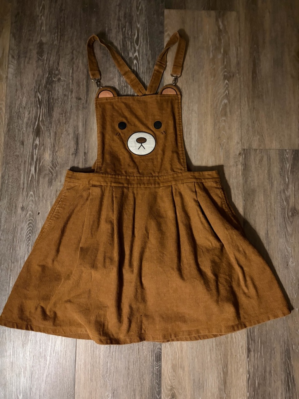 Brown Bear Corduroy Pinafore Skirt